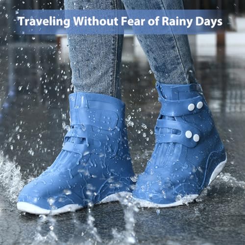 PALAY® Waterproof Shoe Covers for Kids Men Women Anti-Slip Reusable Cover for Rainy Season TPE Sole Boots with Elastic Design Outdoor Footwear Protector Monsoon Blue 3 PCS PALAY® Waterproof Shoe Covers for Kids Men Women Anti-Slip Reusable Cover for Rainy Season TPE Sole Boots with Elastic Design Outdoor Footwear Protector Monsoon Blue 3 PCS